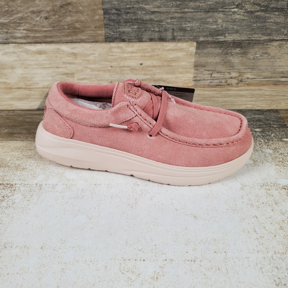 Hey Dude Wendy Comf Suede Womens Loafer Shoes Sz 7 Rose Pink Slip On Comfort